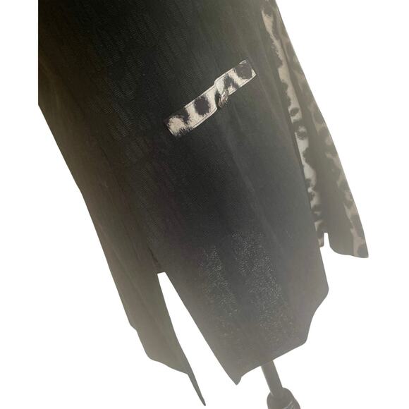 MING WANG BLAZER KNIT TAILORED BLACK LEOPARD TRIM SZ M SHOULDER PADDED AESTHETIC - Picture 10 of 16